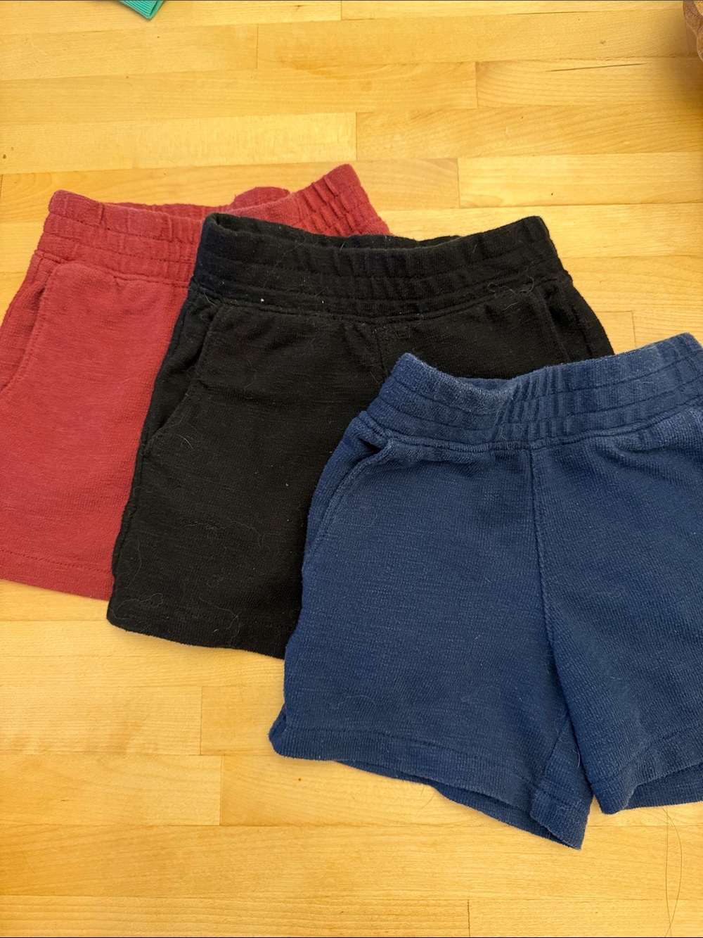 Toddler Knit Shorts - Blue, Black & Burgundy